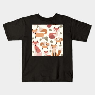 Little Fox and Leaf Print Kids T-Shirt